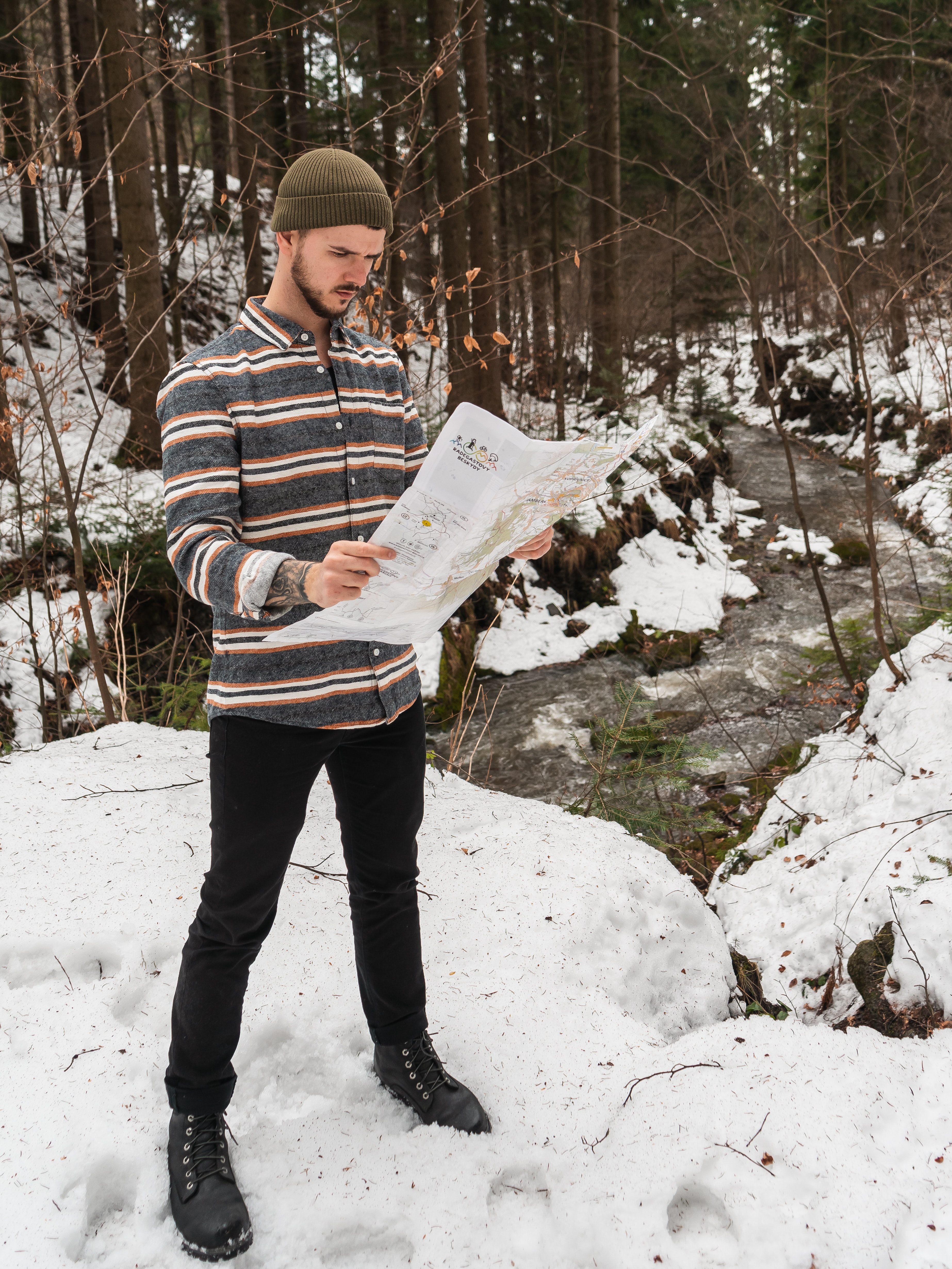 Person reading map